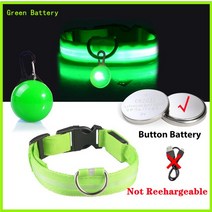 강아지 리드줄 목줄 충전 목걸이 펜던트 분리형 밝은 고양이 밤, 42.Green Button Battery - XXL