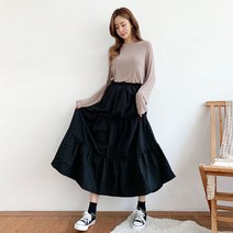잘빠진 캉캉 밴딩 롱 스커트