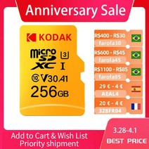 Kodak-512GB 마이크로 SD 카드 클래스 10 16G 32G 64GB U3 4K 고속 메모리 TF128gb 메카드 C10 TB, 중국