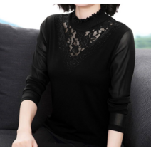 겨울 레이스 레깅스 슬림 중년 엄마 긴팔 티셔츠