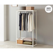 키작은사람 무볼트앵글 스탠딩 조립행거 자취생 1인용행거 diy가구 셔츠정리 원룸 티셔츠정리 수납 집, 화이트