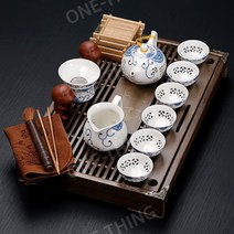다도 세트 휴대용 찻잔 여행용 다관 중국 전통 보이차 컵 티팟, D
