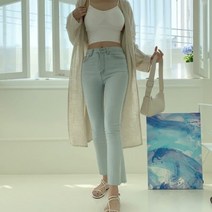 여성 가을 롱 가디건 베이직 피이스 린넨 로브