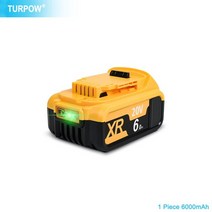 정밀하고 파워풀한 전동 드릴 turpow dcb200 20v 6000mah 리튬 교체 배터리 dewalt max xr dcb184 dcb200 dcb182 dcb206 l50, 1 조각 6000mah