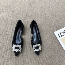 뾰족코펌프스 스틸레토 스톤 측 단추 단화 여성 2023 봄가을 옆 에어 로우힐 청키 스윗 슈즈 4998912526