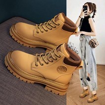 봄가을 워커부츠 여성 부츠 헤드부츠 레이스업 하이탑 옐로우부츠