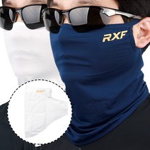 RXF 엑스6 1+1 뒷면숏타입 폴리 골프마스크 여름 냉감 골프스킨 멀티스카프 파크골프, 화이트+네이비