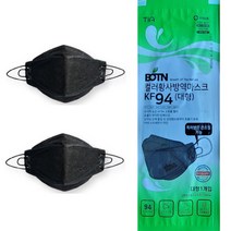 보튼 BOTN KF94 블랙 대형 개별포장 얼큰이 마스크 끈조절 20매입, 40매