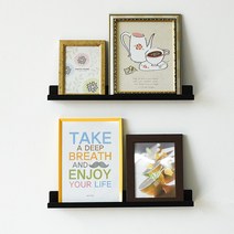 우드앤데코 철제 액자 벽선반, 블랙