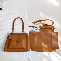 빅포켓 숄더백 DIY 가죽가방 국내 배송 국내 출고 직접 만드는 가죽가방 만들기 DIY 키트 가죽공예 만들기 패키지 가방제작 diy 가죽공예 가죽가방 DIY, 브라운