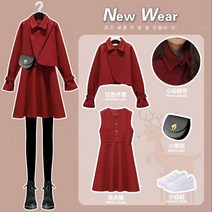 빨간색원피스 성탄 여성의류 스윗 겨울 가을 작은 키 소프트계열 코디 스커트다 2998113524