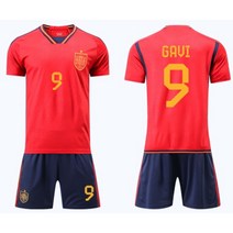 22/23 스페인 국대 유니폼 가비 페드리 반팔 축구복 국가대표 상하의세트