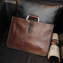 고급 비즈니스 서류 가방 남성 미친 말 가죽 크로스 바디 숄더 백 노트북 핸드백