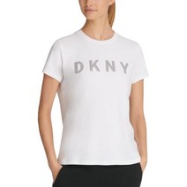DKNY 스포츠 여성용 로고 티셔츠 (화이트 스몰) 화이트.