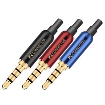 고품질 3.5mm 플러그 오디오 잭 4극 금도금 이어폰 어댑터 스테레오 헤드셋 이어폰, 믹스 블랙 테일