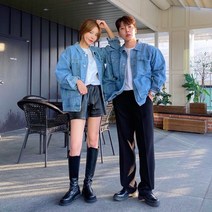 메이블 / PB 커플시밀러룩 남녀공용 연청 데님 청자켓