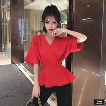 가바바 여성 블라우스 심플 베스트 브이넥 반팔 블라우스 G45868