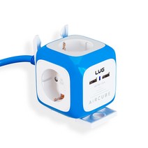 러그박스 에어큐브 디자인 멀티탭 USB 납작플러그, 3M, 블루, 1개
