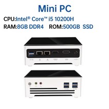 YINGCHI미니PC듀얼1000MLAN인텔코어i5HD고성능Win10홈오피스소형데스크탑컴퓨터, 02i510200H8G500G_02AU