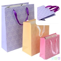 굿마켓 벌집무늬 쇼핑백 대 - 핑크 손잡이종이봉투 고급종이백, 대 - 옐로우