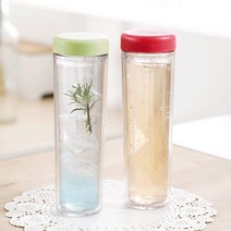이중 물병 300ml 플라스틱 보틀 제작 인쇄 기념품 국산 각인 문구 투명 생수 물통, 브라운