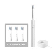 Xiaomi-Mijia 스마트 소닉 전동 칫솔 T302 IPX8 방수 무선 충전 4 브러시 헤드 음파 전자, 한개옵션1, 01 Silver