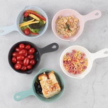 꼬망뜨 원형 항균 컬러 플레이팅 손잡이 앞접시 5종세트 / 캠핑 바캉스 피크닉 플레이트, 화이트,핑크,스카이블루,카키,블랙, 1세트