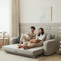 한샘 매그 라운지 소파베드 스마트 패브릭_그레이, 없음
