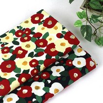 헤인천 20수 면 옥스포드 동백꽃 나염원단 color 2종 [네이비 아이보리], 아이보리