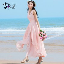 여름 비치 보헤미안 원피스 쉐비 데님 언밸런스 스커트 쉬폰 -99511