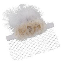 THE VEDO SHOP 베일 웨딩 헤드 피스와 빈티지 베이지 색 꽃 깃털 머리띠