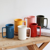 로마네 모노웨이브 심플 컬러 식기세척기 사용가능 머그 컵, 핑크