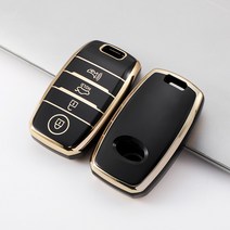 쥬롬 기아 스마트키 케이스 키 홀더 골드라인 TPU k3 k5 k7 k8 k9 쏘울 니로 셀토스 스토닉 카렌스 스포티지 쏘렌토 카니발 EV6 스팅어 모하비 모닝 레이 호환 키케이스, 블랙, C타입 4버튼