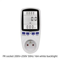 나인틴 백라이트 EU 미국 영국 FR AU BR 소켓 전력계 에너지 미터 전기 소비 측정기 전력 모니터, 12 FR white backlight