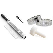1 PC 레몬 Zester 치즈 Grater - 스테인레스 스틸 - 주방 도구 및 1 세트 천공 된 키트 타트 링이있는 타트 탬퍼, 보여진 바와 같이, 하나