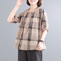 캐주얼 9부 팬츠 단건 하이 함 면 여름 와이드 루즈핏 빅사이즈 캐쥬얼 클래식 플라워 프린팅 여성 체크 909536683