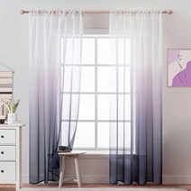 침대커튼 캐노피 이층침대 가림막 인조 린넨 쉬어 그라데이션 커튼 보일 그로멧 세미 쉬어 커튼 침실 거실 그레이 블랙 그라데이션