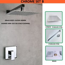 수압상승욕실해바라기 샤워기세트교체 울트라 얇은 8 인치 304 스테인레스 스틸 또는 ABS 탑 샤워와 벽 헤, 02 SS Wall CP