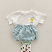 (당일발송)체크 블루머 베베세트 돌전 신생아옷 출산선물 3개월어린이집등원룩 인스타패션 둥이커플룩 유아선물