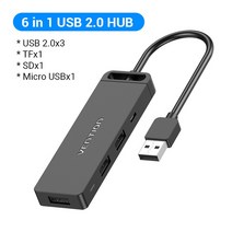 Vention USB 허브 3.0 멀티 USB 분배기 4 USB 포트 3.0 2.0 마이크로 충전 전원 레노버 Xiaomi 맥북 프로 PC 허브 USB 3 0, CHINA|6-Iin-1 USB2.0 HUB