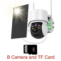 2MP PIR 태양 카메라 배터리 와이파이 야외 홈 감시 4GWifi 전지 패널 IP66 거리 iCSEE Color Night, 02 2MP 32G CARD