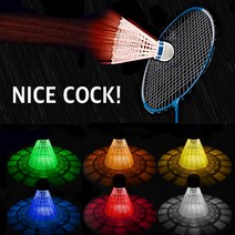 [야광led셔틀콕] 아싸라봉 나이스콕 LED 야광 불빛 나이트 셔틀콕 배드민턴 공 6가지 라이트볼, 혼합색상, 6개입