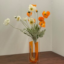 원더풀라이프 아치 아크릴 화병, 주황+투명
