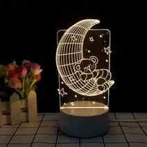 꿈나라 달곰이 3D 착시 아크릴 USB 조명 로비 호텔객실 아이방 안방 무드등 거실 집들이선물 인테리어 침실