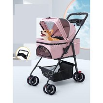 접이식 펫유모차 고양이유모차 개모차 펫모차 이동장 견모차 분리형 경량, 네이비블루업그레이드분리가능