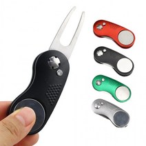 골프계에 맥가이버 휴대용 반자동 초경량 잔디보수기 볼마커 그린백 golf green repair tools, 블랙