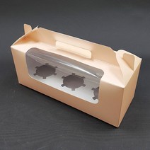 머핀상자 컵케이크 투명창 3구 핑크 케이크상자(10개)