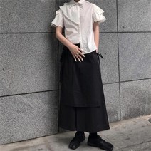 미니 진 한 디자인 와 이 드 팬츠 여사 산 코 요 스 풍 면 불규칙 벨트 스커트 여성