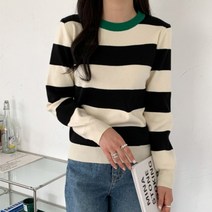 네크배색단가라니트