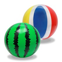 키즈미소 대형 색동 수박 투명 비치 볼 32cm 비치볼, 공기 주입기, 18cm